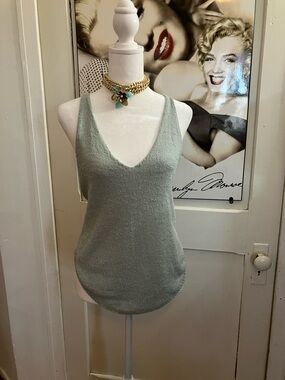 FP beach boucle Sleeveless V-Neck Knit Tank Top - pastel blue